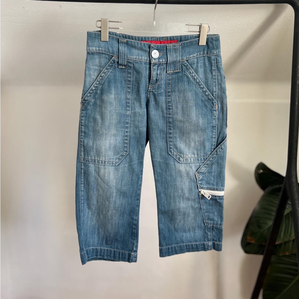 Miss Sixty Denim Capris Y2K Techwear Cropped Bermuda Shorts - Xs